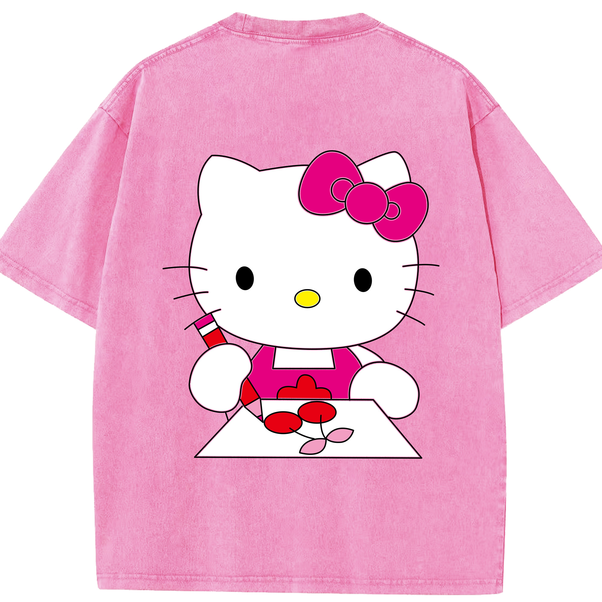 （画像用） Hello Kitty ハローキティ 綿100% ヴィンテージ風 半袖Tシャツ（背面プリント）
